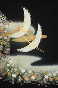 羽ばたく鶴の黒留袖　Lサイズ【tm20186L】