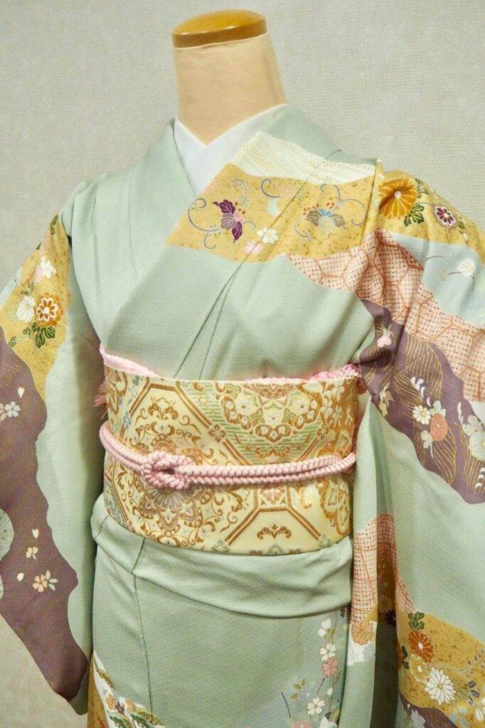 若草色の総柄訪問着【hou18】